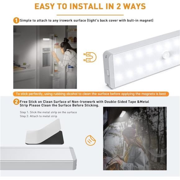 LED Closet Light with Charging Station, 20LEDs Dimmer Rechargeable Motion Sensor - Picture 5 of 6
